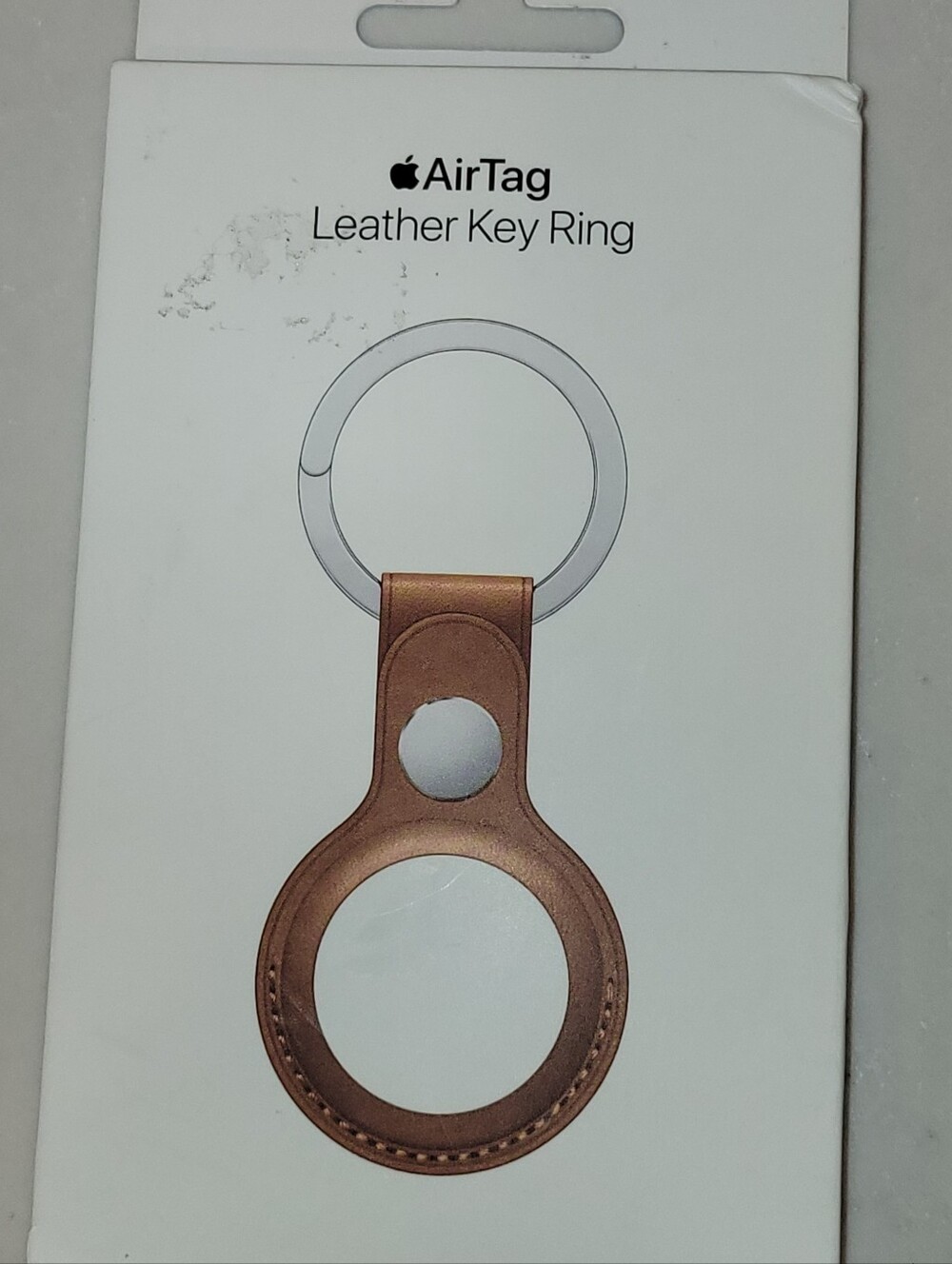 Apple Leather AirTag Key Ring - Brown/Tan